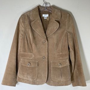 Ann Taylor LOFT 6P Leather Cargo Pocket Suede Jacket.